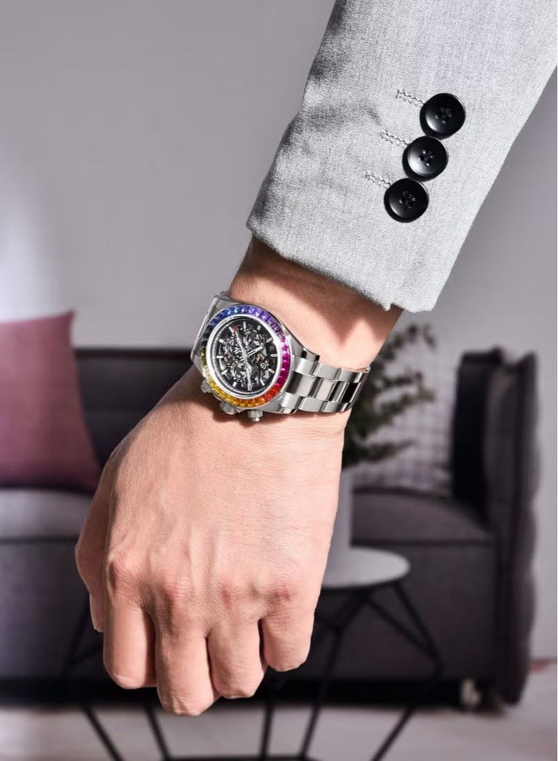 Men's Automatic Mechanical Stainless Steel Watch Waterproof Watch PD-1777 Rainbow