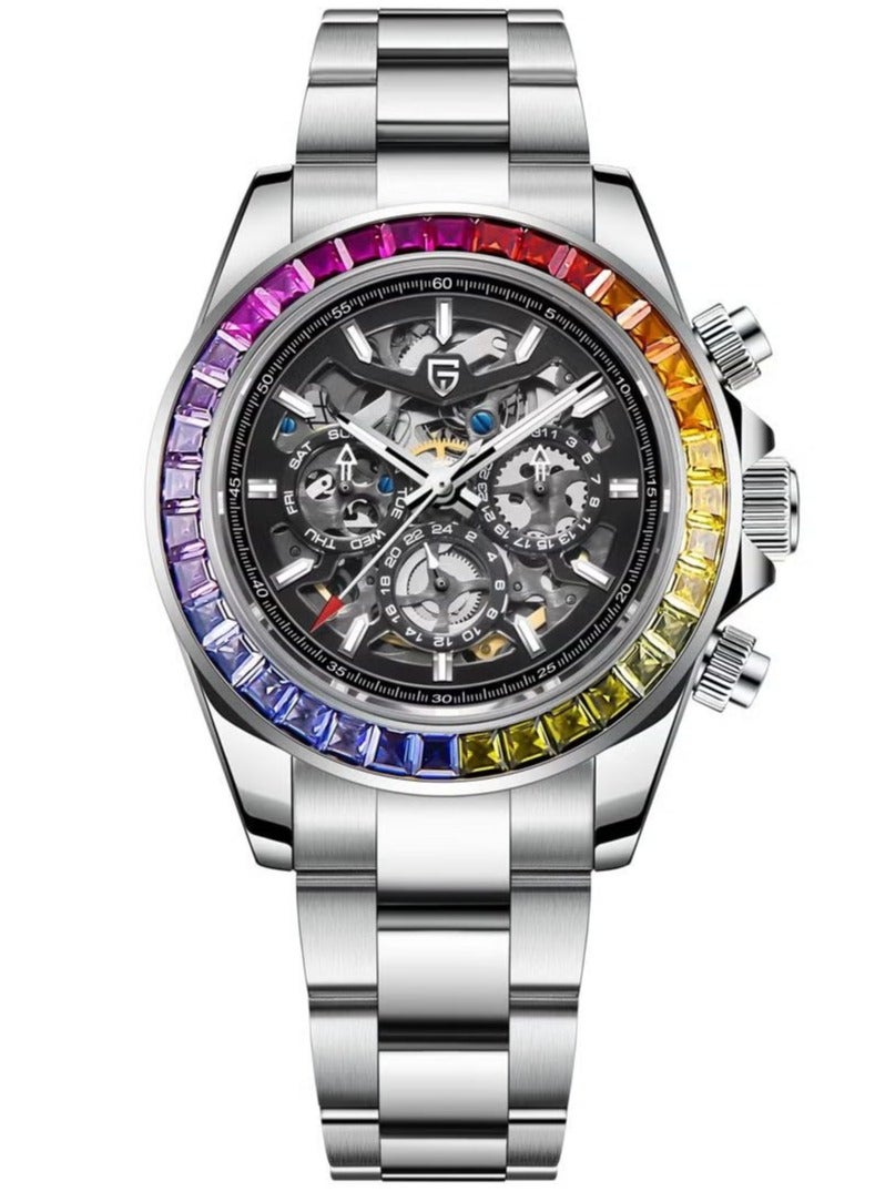 Men's Automatic Mechanical Stainless Steel Watch Waterproof Watch PD-1777 Rainbow