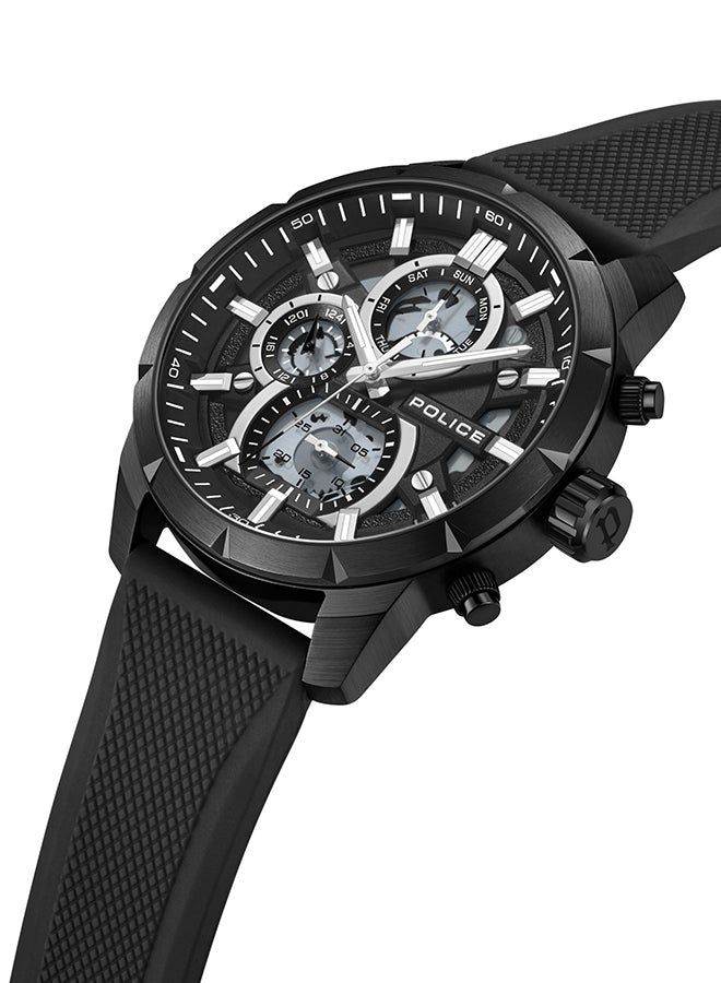 Men's Neist Matt Black Dial Black Silicone Strap Gents Chronograph Watch With Stainless Steel Case