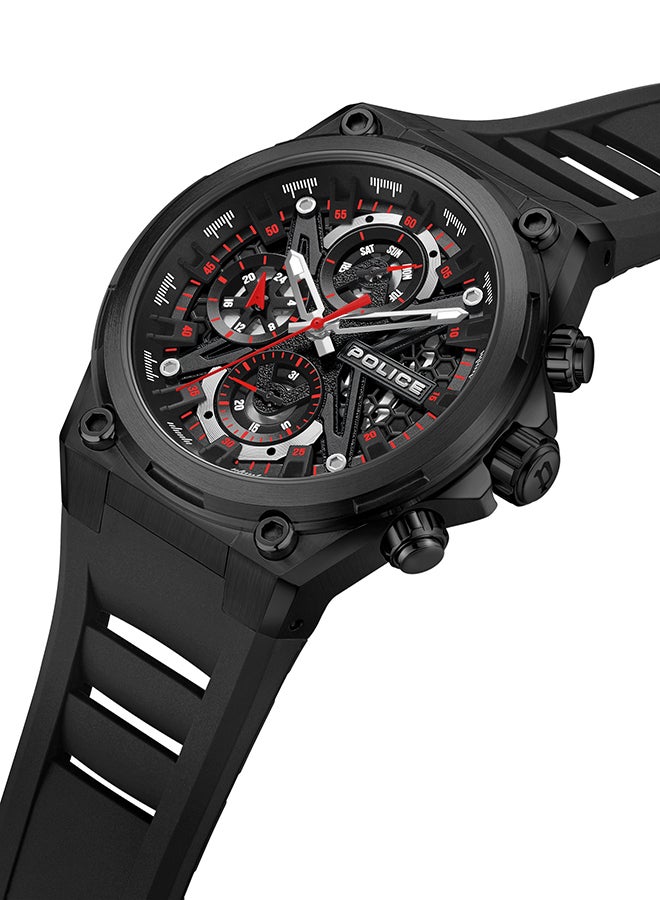 Men's Sonic Black Dial Black Silicone Strap Gents Chronograph Watch With Stainless Steel Case