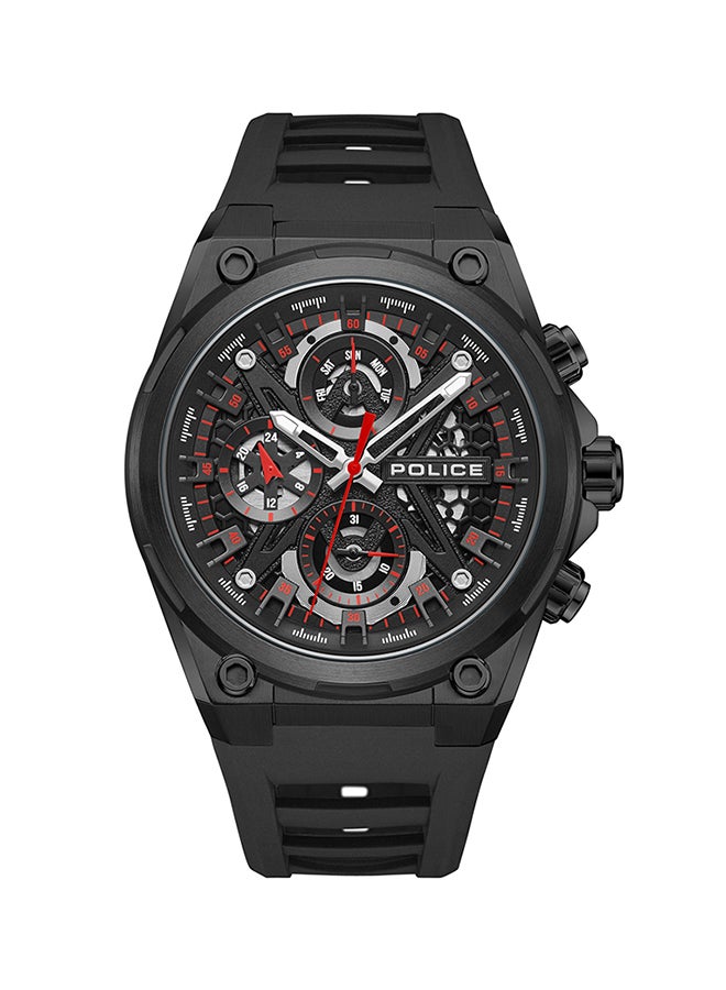 Men's Sonic Black Dial Black Silicone Strap Gents Chronograph Watch With Stainless Steel Case