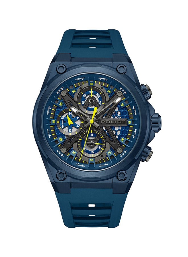 Men's Sonic Blue & Black Dial Blue Silicone Strap Gents Chronograph Watch With Stainless Steel Case