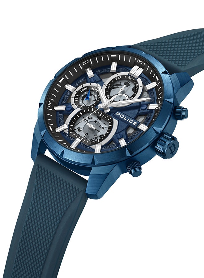 Men's Neist Matt Blue Dial Blue Silicone Strap Gents Chronograph Watch With Stainless Steel Case