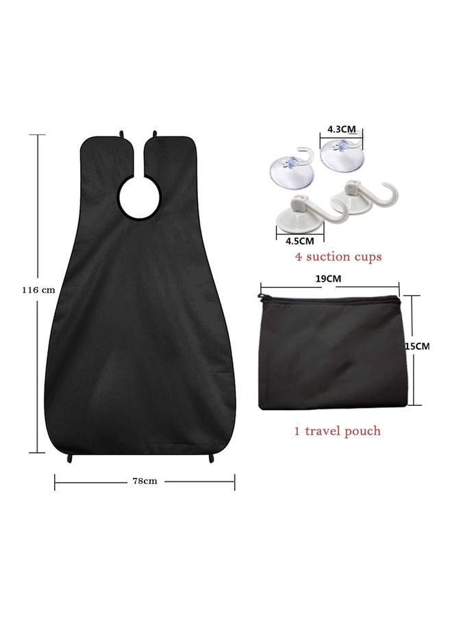 Beard Apron with 4 Suction Cups and Storage Pouch Black