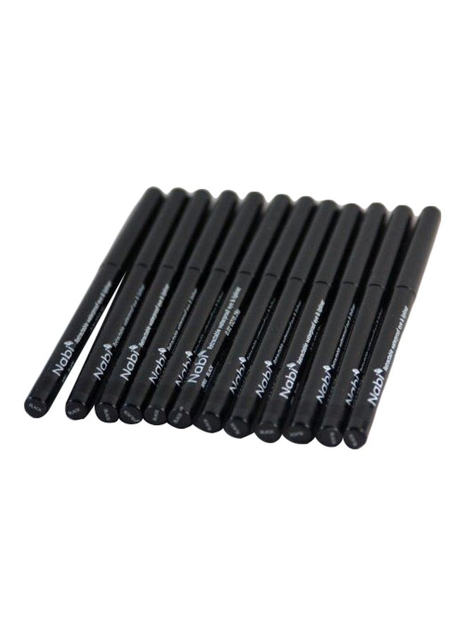 12-Piece Retractable Waterproof Eyeliner Kohl Black