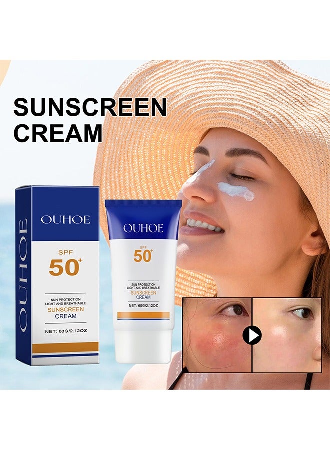 Sunscreen Cream, Face Sunscreen Moisturizer, Fast Absorption And No Sticky Even Skin Tone UV Sunscreen, Refreshing Protective Physical Chemical Sunblock