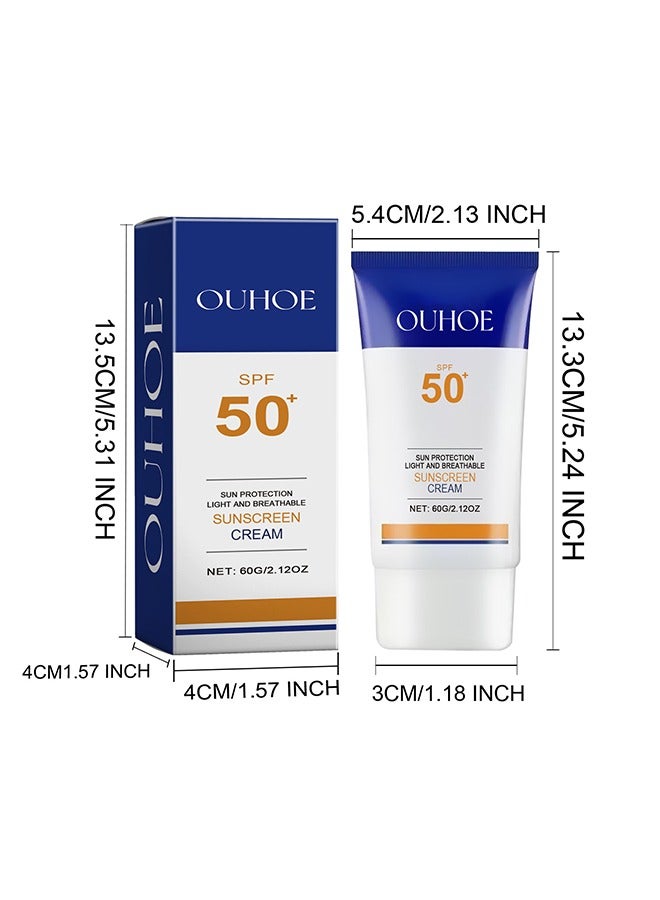 Sunscreen Cream, Face Sunscreen Moisturizer, Fast Absorption And No Sticky Even Skin Tone UV Sunscreen, Refreshing Protective Physical Chemical Sunblock