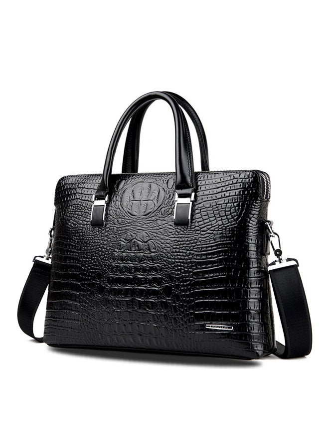 Crocodile Pattern Synthetic Briefcase With Wallet Black