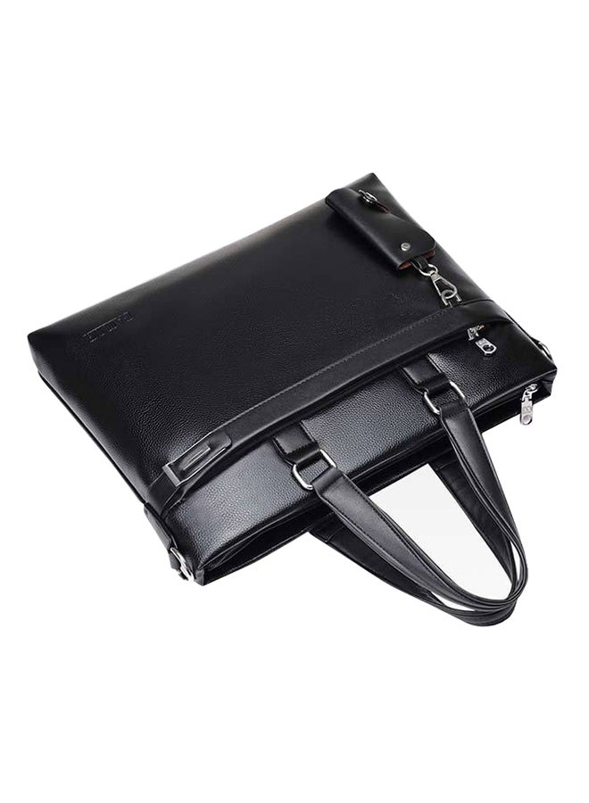 Casual Leather Business Briefcase With Small Key Bag Black