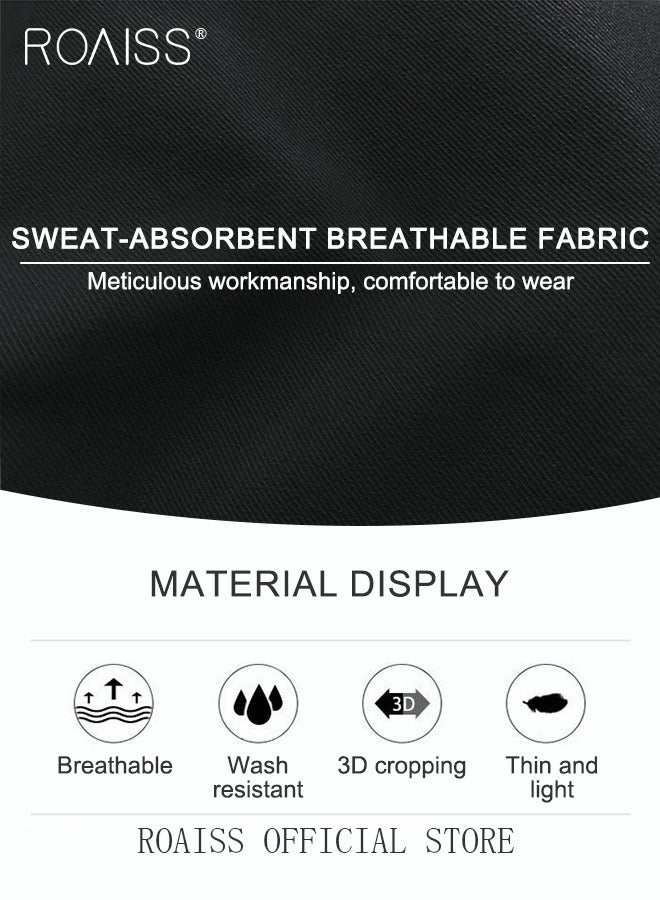 Fashion Print Men Cargo Trousers  Multiple Pocket Design  Sports Trousers Reflective Tape Design  Velcro Feet Breathable Fabric  Solid Color