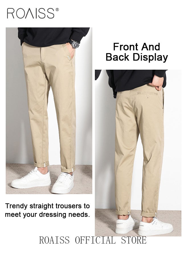 Men Casual Suit Pants with Light Business Style Straight Leg Slim Fit Tapered Cuffs for a Well Tailored Look Solid Color Design Ideal for Work School or Daily Commute