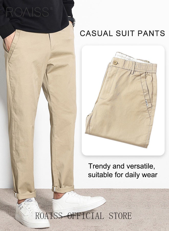 Men Casual Suit Pants with Light Business Style Straight Leg Slim Fit Tapered Cuffs for a Well Tailored Look Solid Color Design Ideal for Work School or Daily Commute