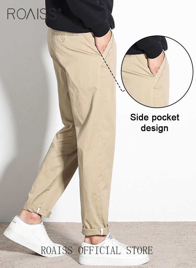 Men Casual Suit Pants with Light Business Style Straight Leg Slim Fit Tapered Cuffs for a Well Tailored Look Solid Color Design Ideal for Work School or Daily Commute
