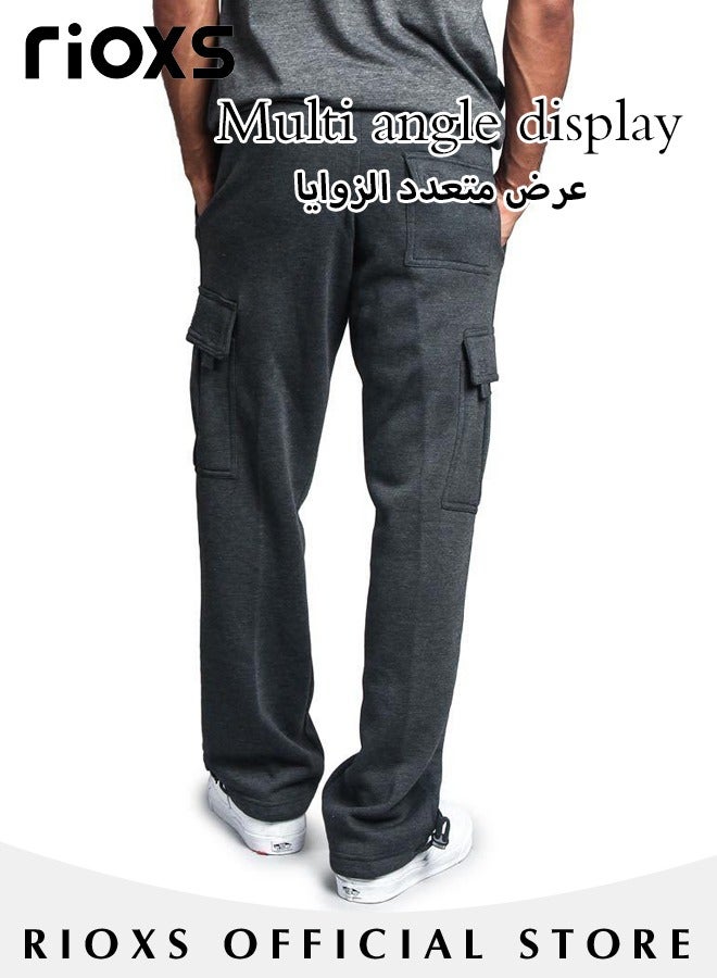 Mens Sports Loose Pant Casual Cargo Sweatpant Running Jogging Athletic Workout Trouser With Multiple Pockets