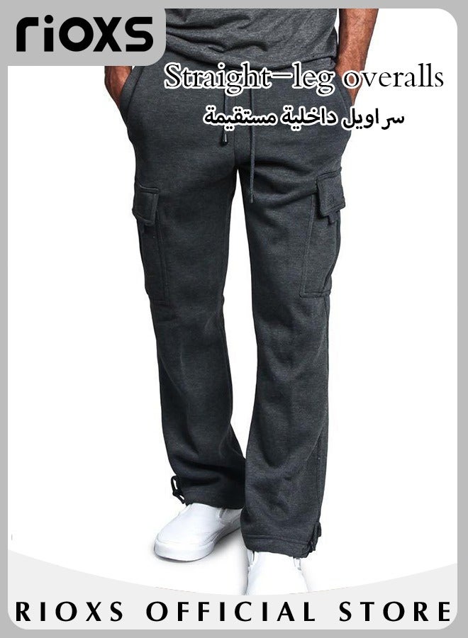 Mens Sports Loose Pant Casual Cargo Sweatpant Running Jogging Athletic Workout Trouser With Multiple Pockets