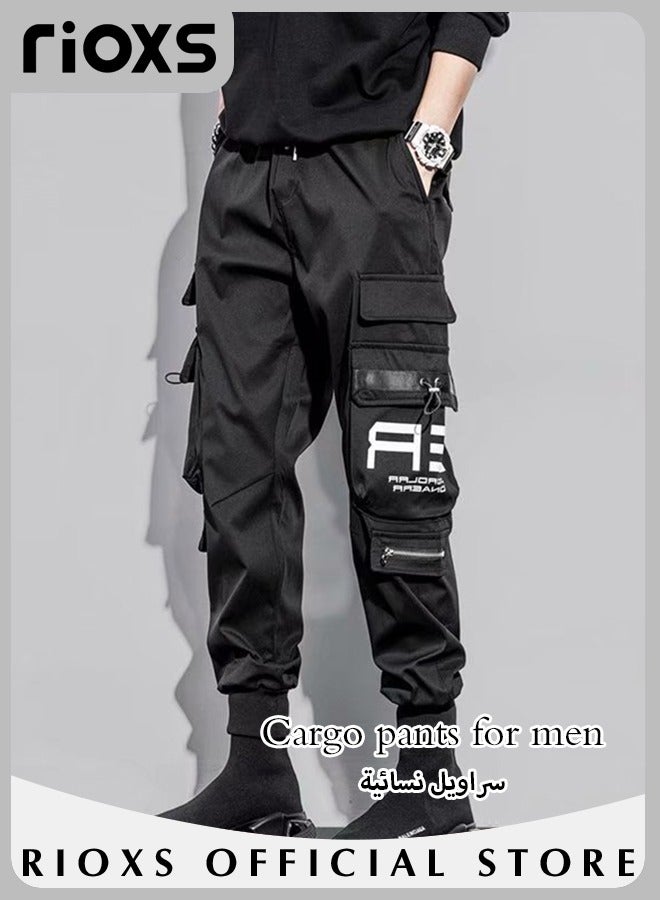 Men's Fashionable Cargo Pants, Casual Workout Jogging Drawstring Pants with Multiple Pockets, Regular Fit Drawstring Sweatpants, Comfortable Cargo Jogger Trousers, Suitable for Outdoor Activities and Daily Leisure