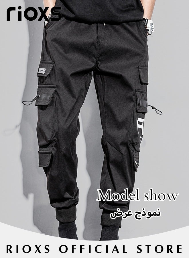 Men's Fashionable Cargo Pants, Casual Workout Jogging Drawstring Pants with Multiple Pockets, Regular Fit Drawstring Sweatpants, Comfortable Cargo Jogger Trousers, Suitable for Outdoor Activities and Daily Leisure