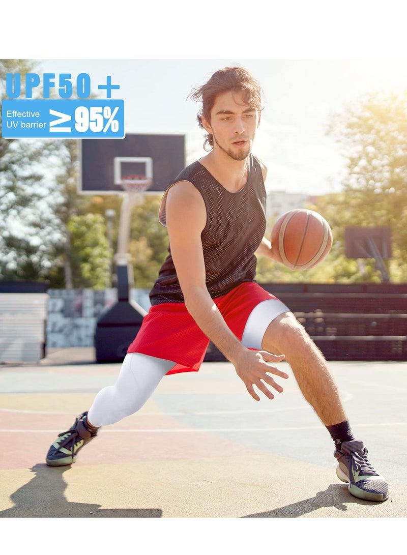 2 Pack Men's Compression Pants 3/4 One-Leg Tight Sports Base Leggings Basketball Running Size L