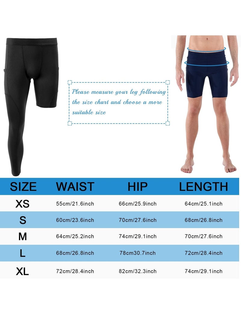 2 Pack Men's Compression Pants 3/4 One-Leg Tight Sports Base Leggings Basketball Running Size L