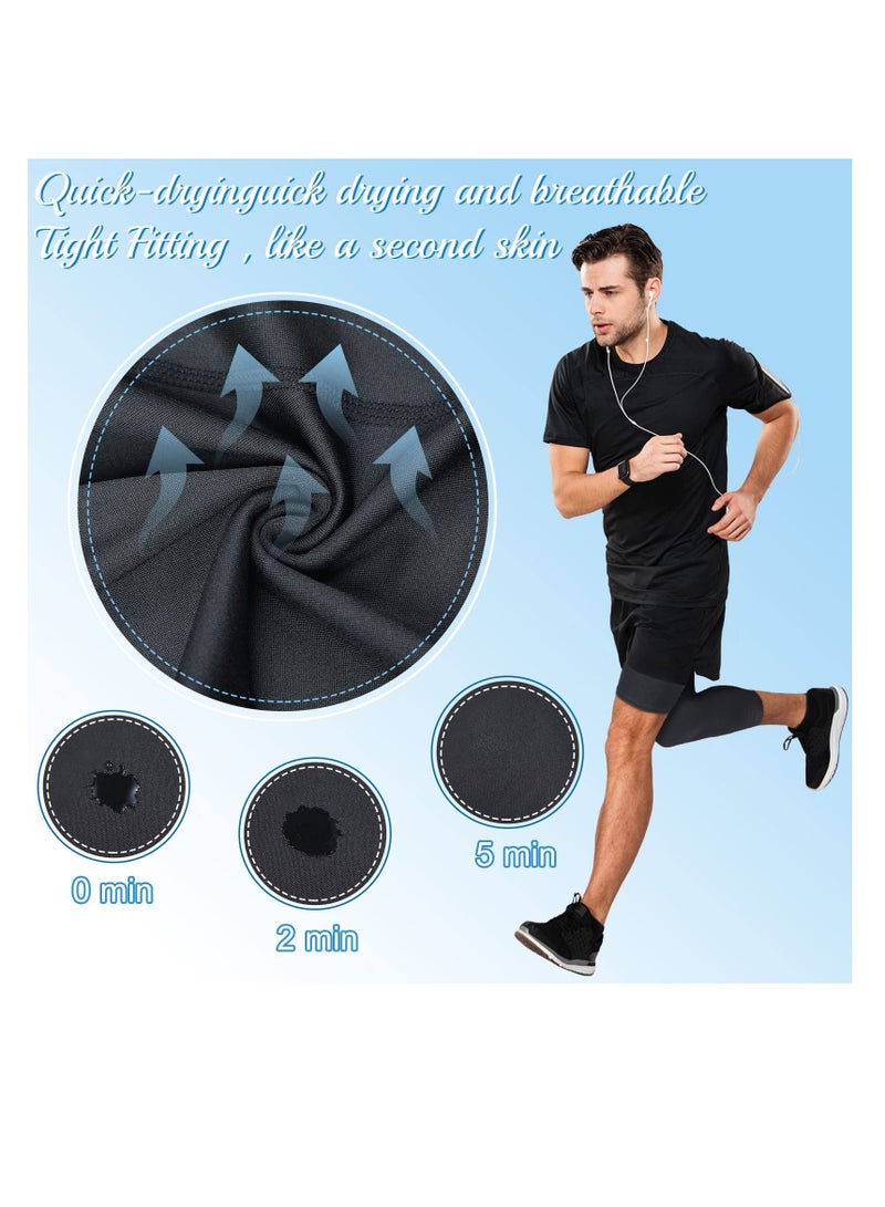 2 Pack Men's Compression Pants 3/4 One-Leg Tight Sports Base Leggings Basketball Running Size L