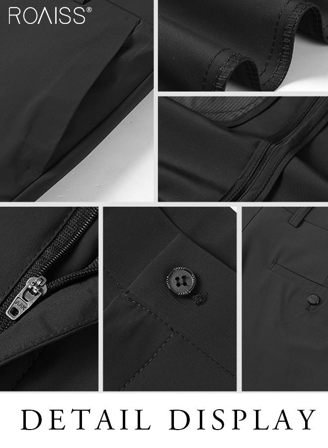 High Quality Elasticity Casual Breathable Trousers Clothing Autumn Straight Suit Pants Men's Chic Business Fashion