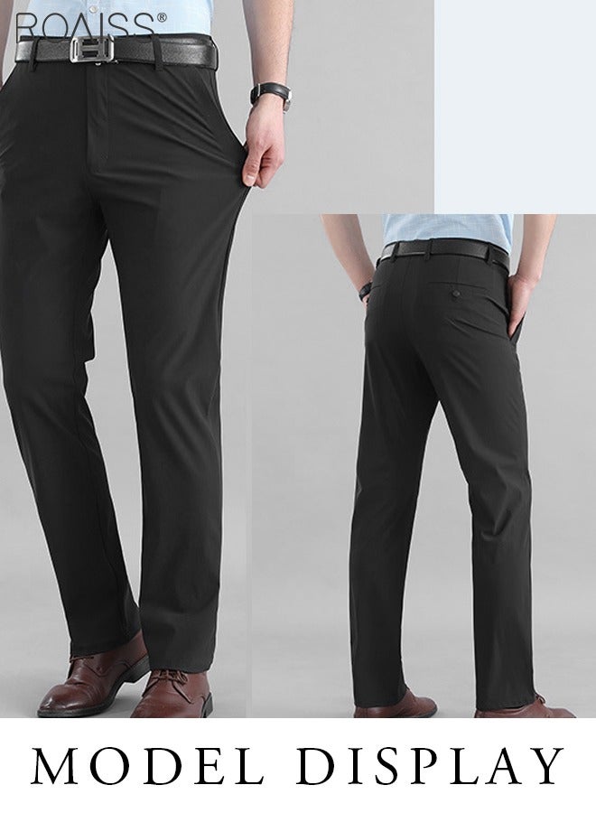 High Quality Elasticity Casual Breathable Trousers Clothing Autumn Straight Suit Pants Men's Chic Business Fashion
