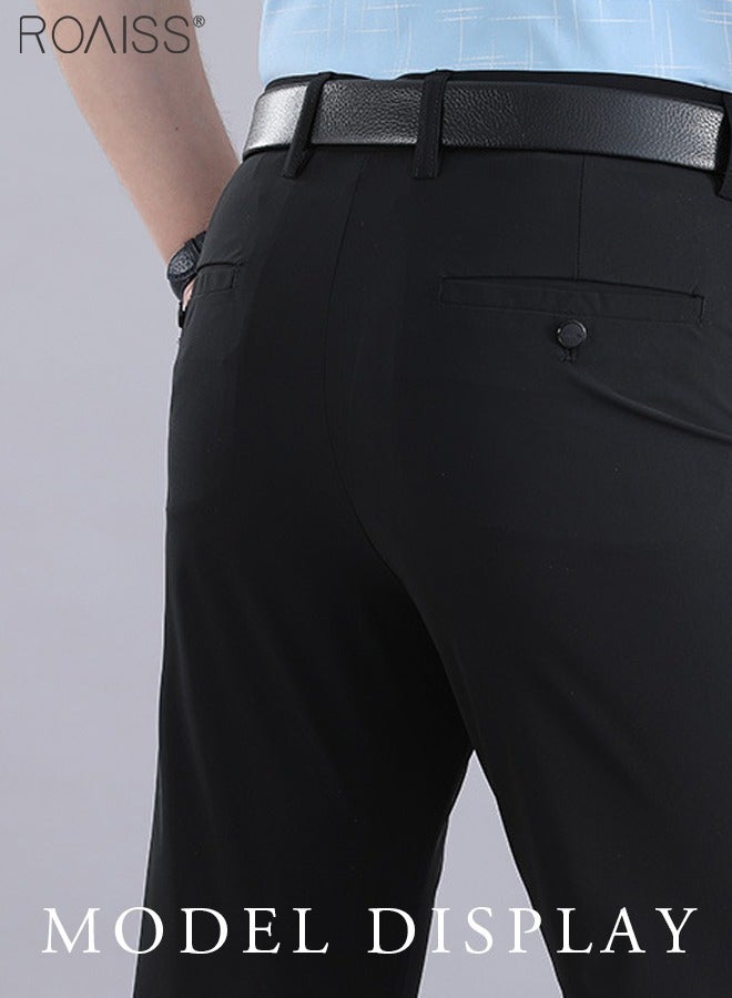 High Quality Elasticity Casual Breathable Trousers Clothing Autumn Straight Suit Pants Men's Chic Business Fashion