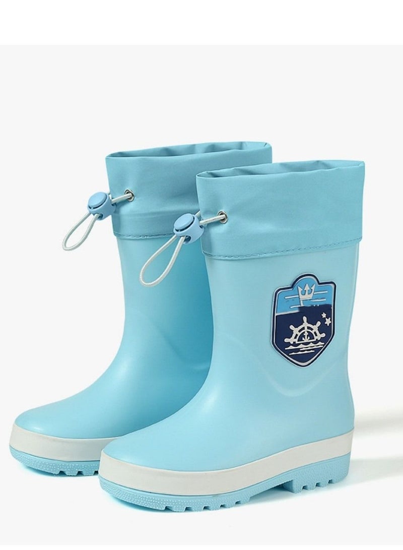 Children's Rain Shoes Boys And Girls Baby Non-slip Water Shoes Small Rubber Shoes Rain Boots Blue