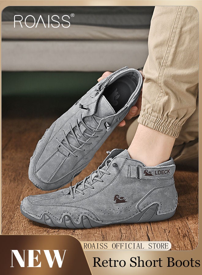 Low-Top Top Grain Leather Mens Skateboard Shoes - Comfy, Non-Slip, Breathable, Casual Business Style Sneakers with PU Insole and Rubber Sole for Outdoor Activities