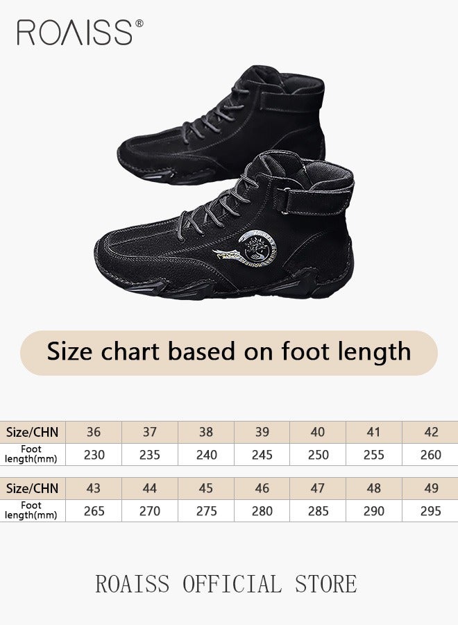 Men’s Soft Leather Ankle Casual Loafers Lace-Up Anti Slip Walking Shoes Men's Tooling Style Martin Boots Men Casual Mid Top Leather Boots  Men's Boots Ankle Lace Up Casual Boots