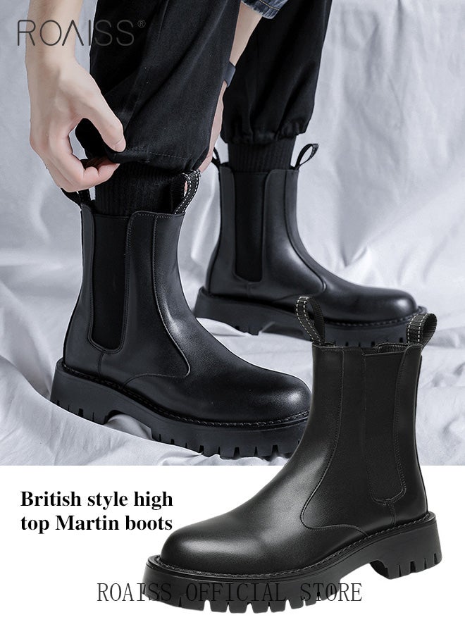 Men Chelsea Boots British Style Martin Boots with High Cut Work Boot Design