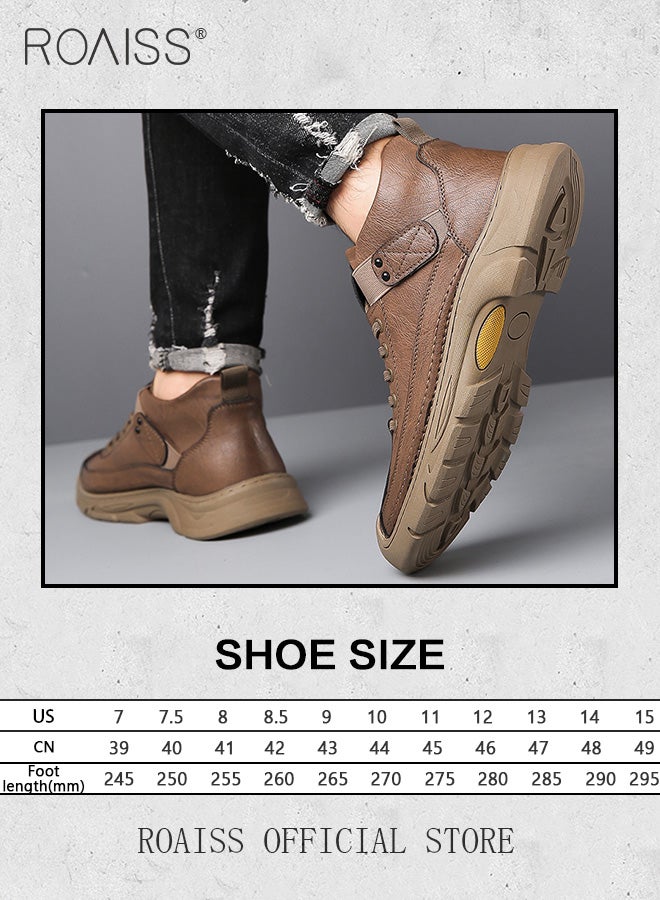 Men Versatile Martin Boots Classic Solid Color Design Timeless and Ankle High for Leg Enhancement Men Business Casual Leather Boots with Thick Outsoles Perfect for Outdoor Mountain Sports