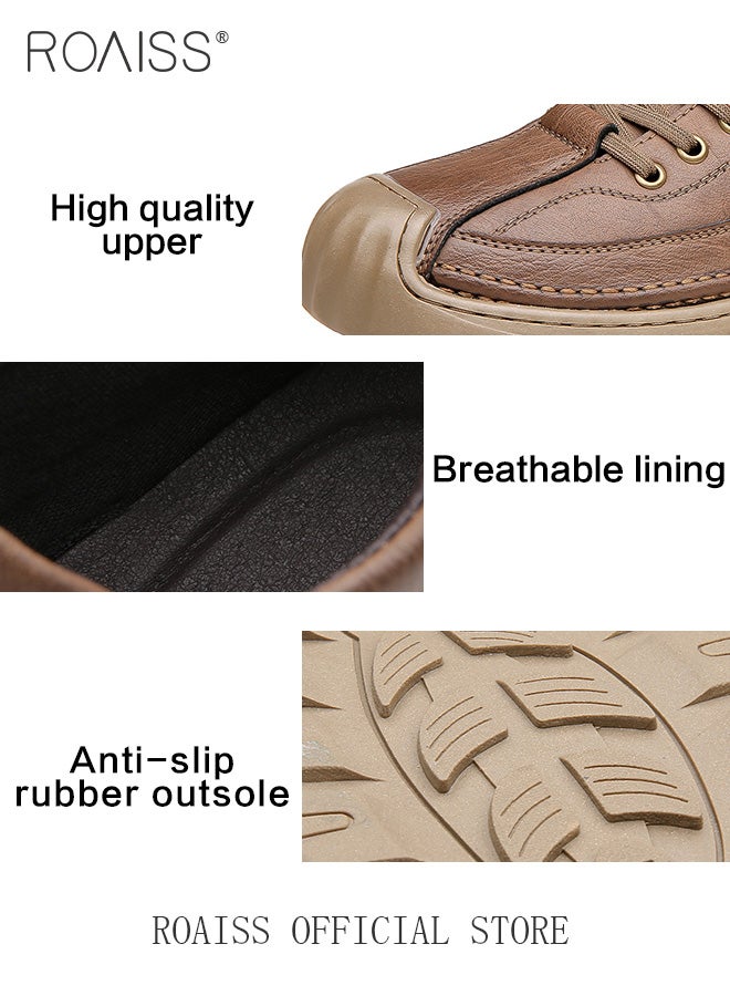 Men Versatile Martin Boots Classic Solid Color Design Timeless and Ankle High for Leg Enhancement Men Business Casual Leather Boots with Thick Outsoles Perfect for Outdoor Mountain Sports