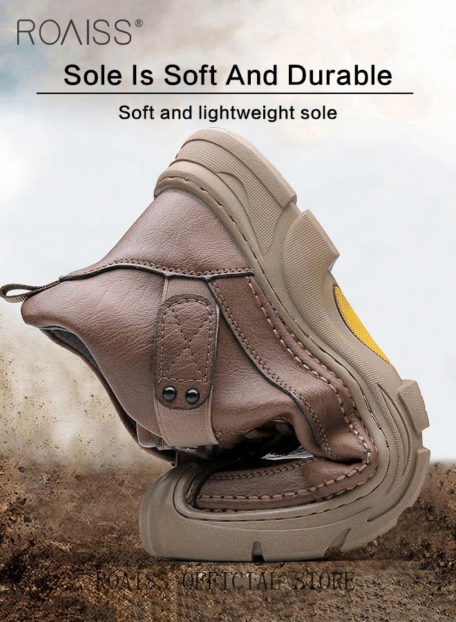 Men Versatile Martin Boots Classic Solid Color Design Timeless and Ankle High for Leg Enhancement Men Business Casual Leather Boots with Thick Outsoles Perfect for Outdoor Mountain Sports