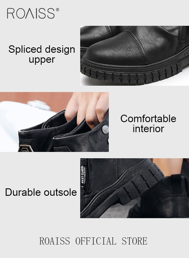 Men High Top Martin Boots Workwear Style Sneakers Chelsea Boots Waterproof Non Slip Wear Resistant Motorcycle Shoes