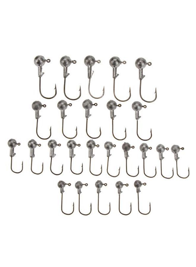 25-Piece Lead Round Head Bait Jig Fishing Hooks Set