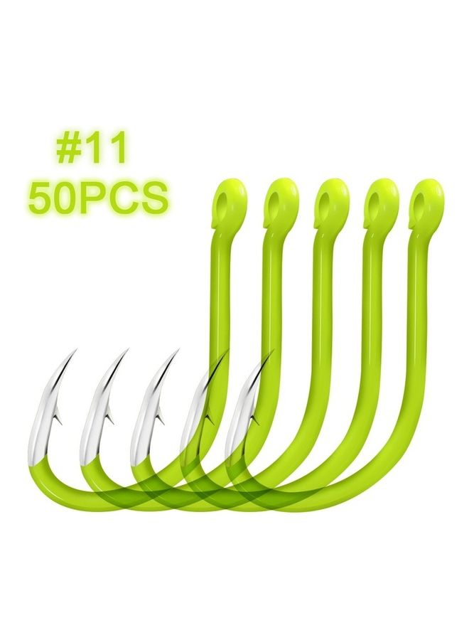 50-Piece Carbon Steel Glow In Night Fishing Hooks