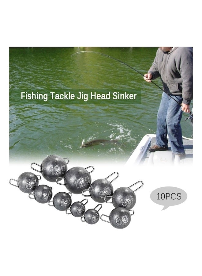 10-Piece Fishing Tackle Jig Head Sinker 2/4/6/8/12grams