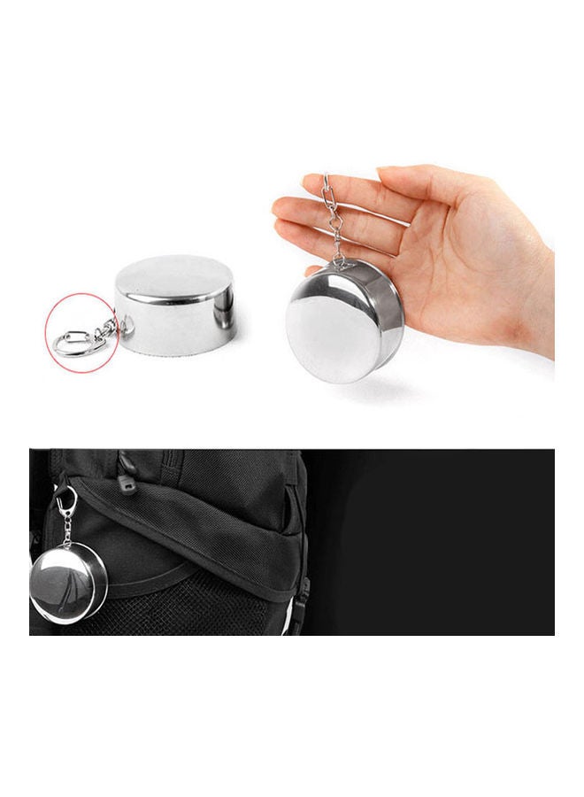 Stainless Steel Collapsible Cup With Keychain Silver 78x65mm