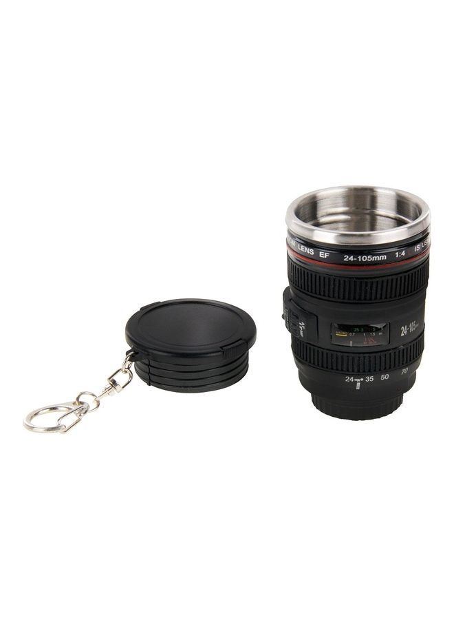 Camera Lens Shape Coffee Thermos Mug Black