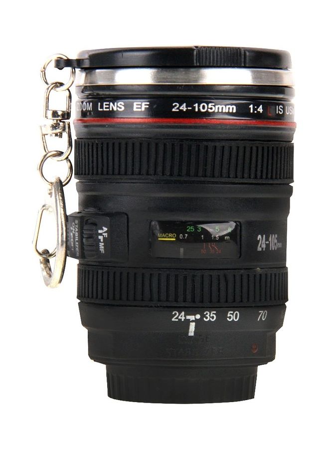 Camera Lens Shape Coffee Thermos Mug Black