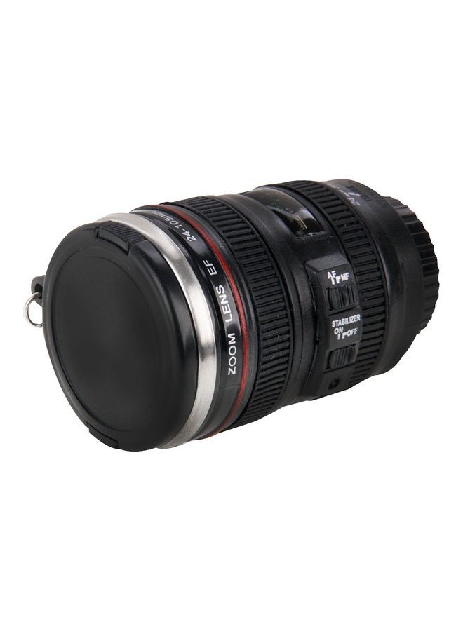 Camera Lens Shape Coffee Thermos Mug Black