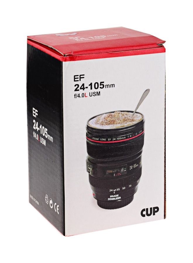 Camera Lens Shape Coffee Thermos Mug Black