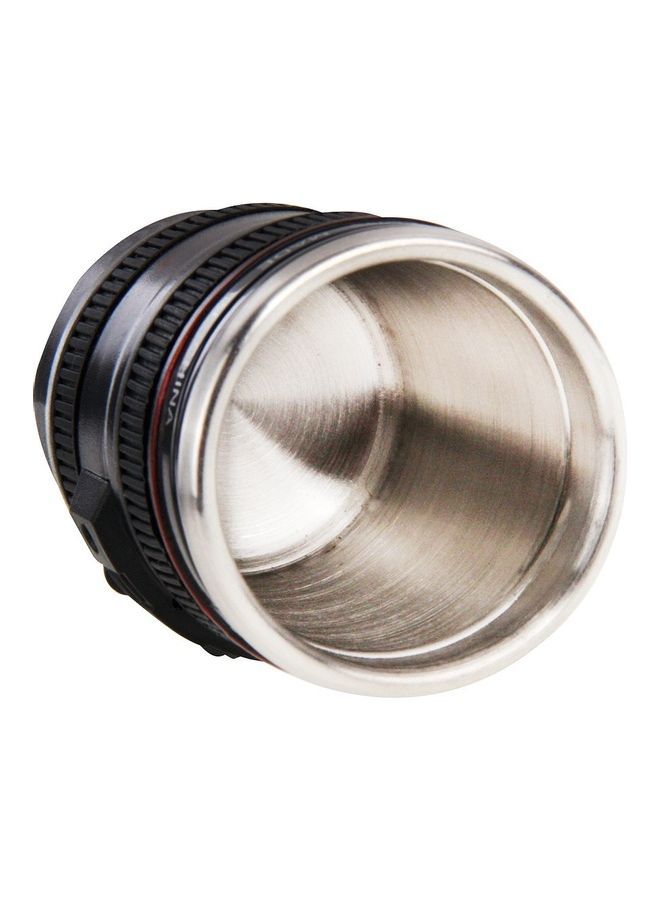 Camera Lens Shape Coffee Thermos Mug Black