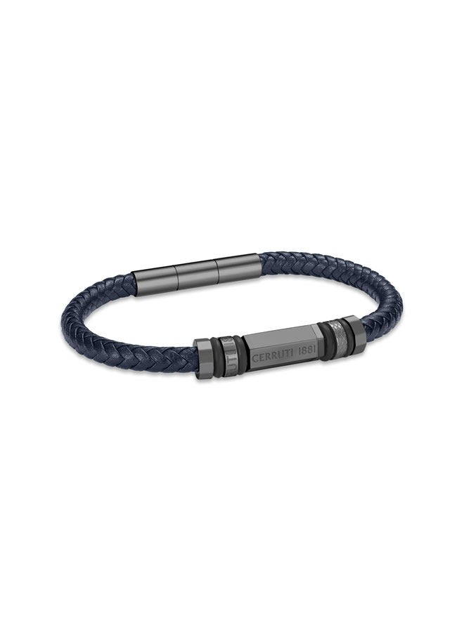 Narciso Two Tone Grey-Black and Navy Blue Leather Bracelet