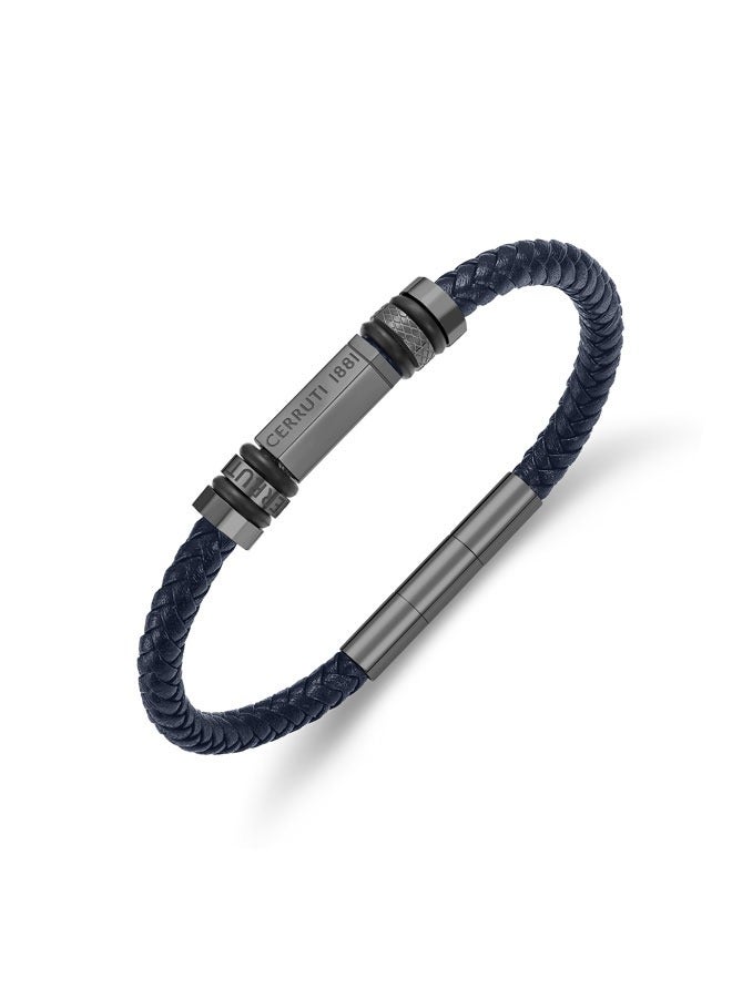 Narciso Two Tone Grey-Black and Navy Blue Leather Bracelet