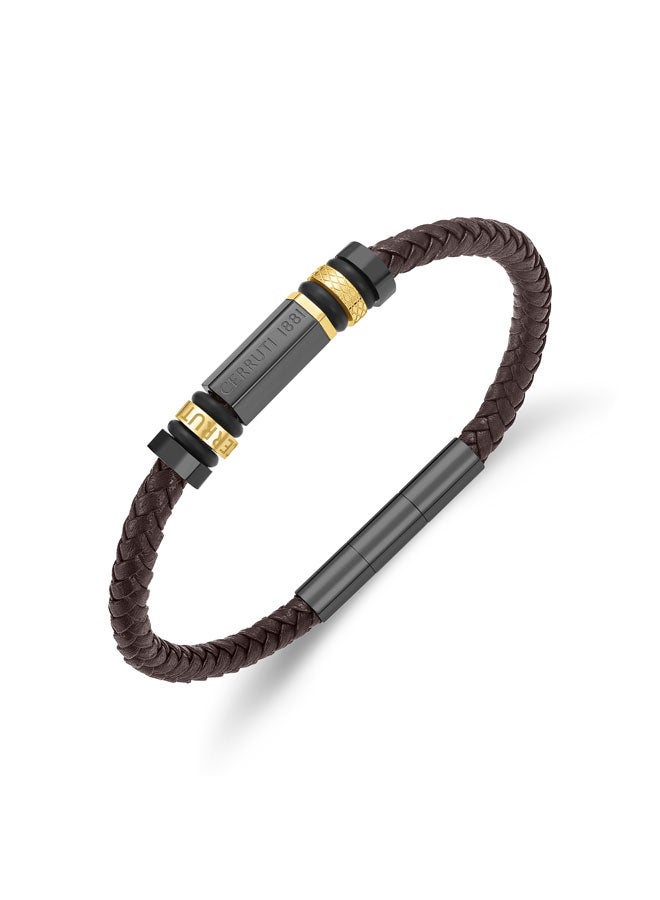 NarcisoTwo Tone Grey-Bronze and Brown Leather Bracelet