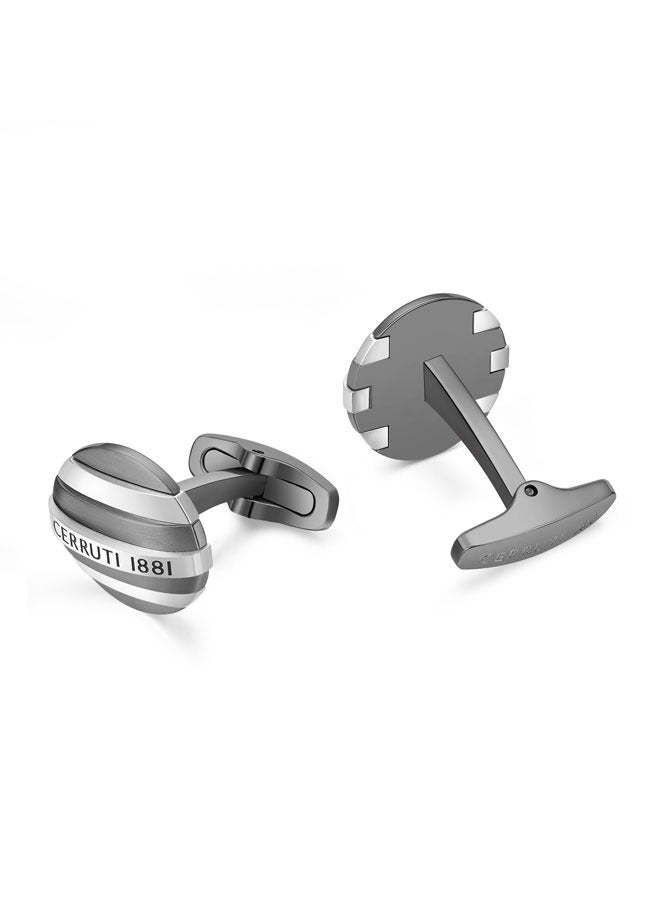 Edoardo Two Tone Silver and Grey Cufflinks