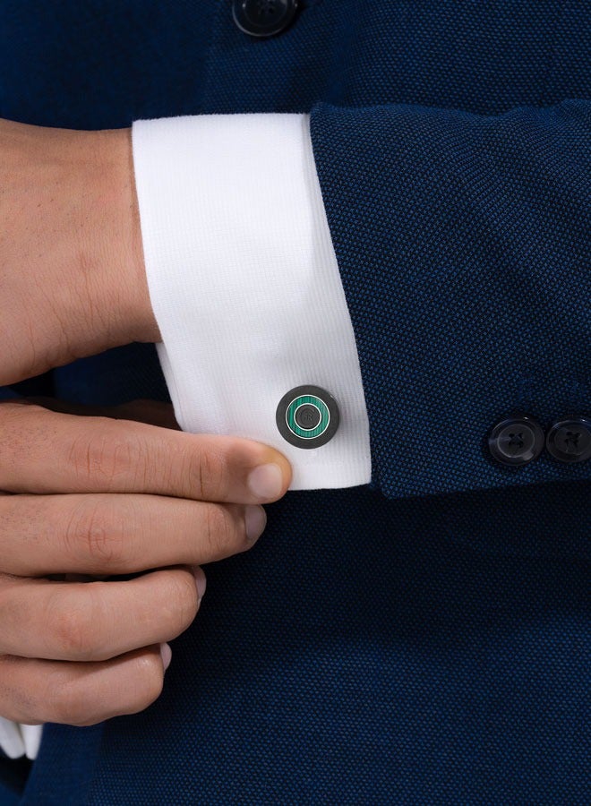 Carlo Two Tone Silver and Grey Cufflinks