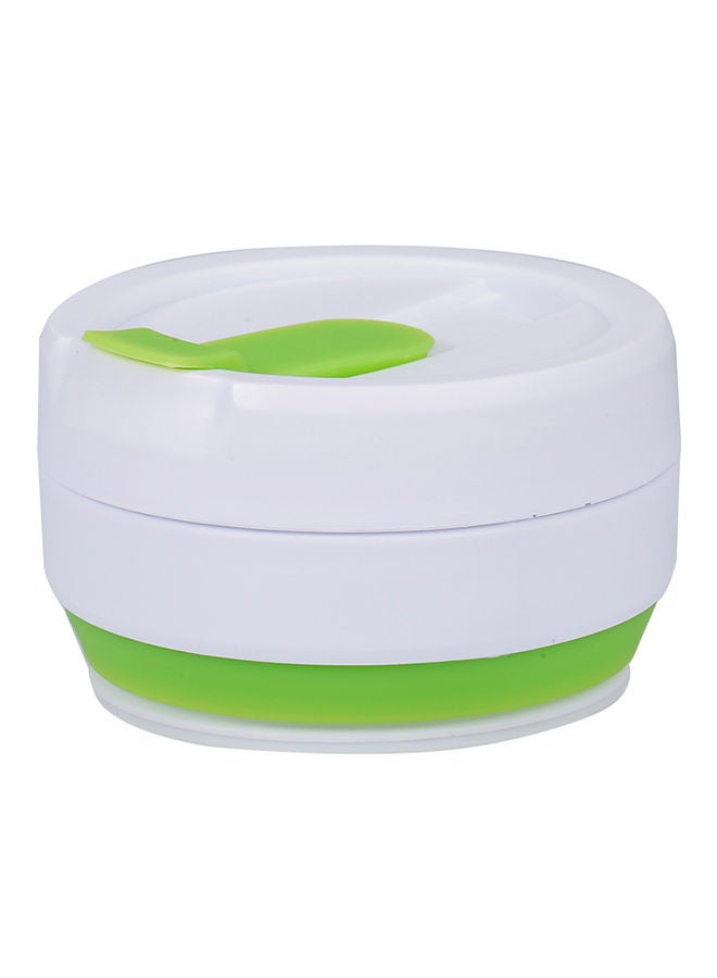 Foldable Silicone Cup With Lid Green/White 355ml